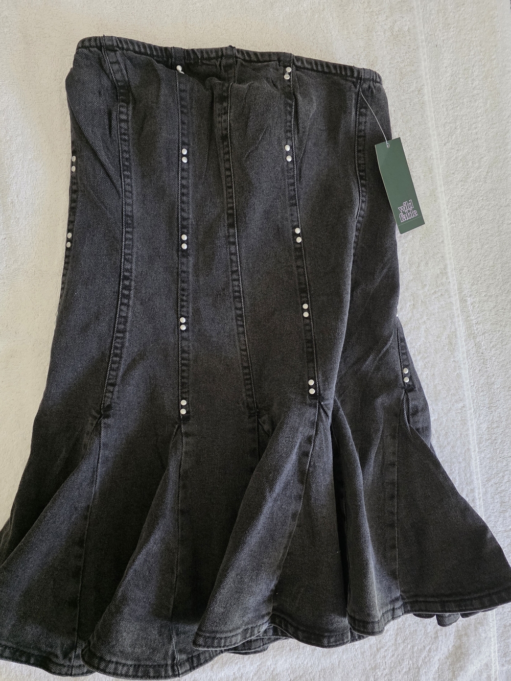 Wild Fable Western Denim Fit & Flare Strapless Mini Dress Studded NWT